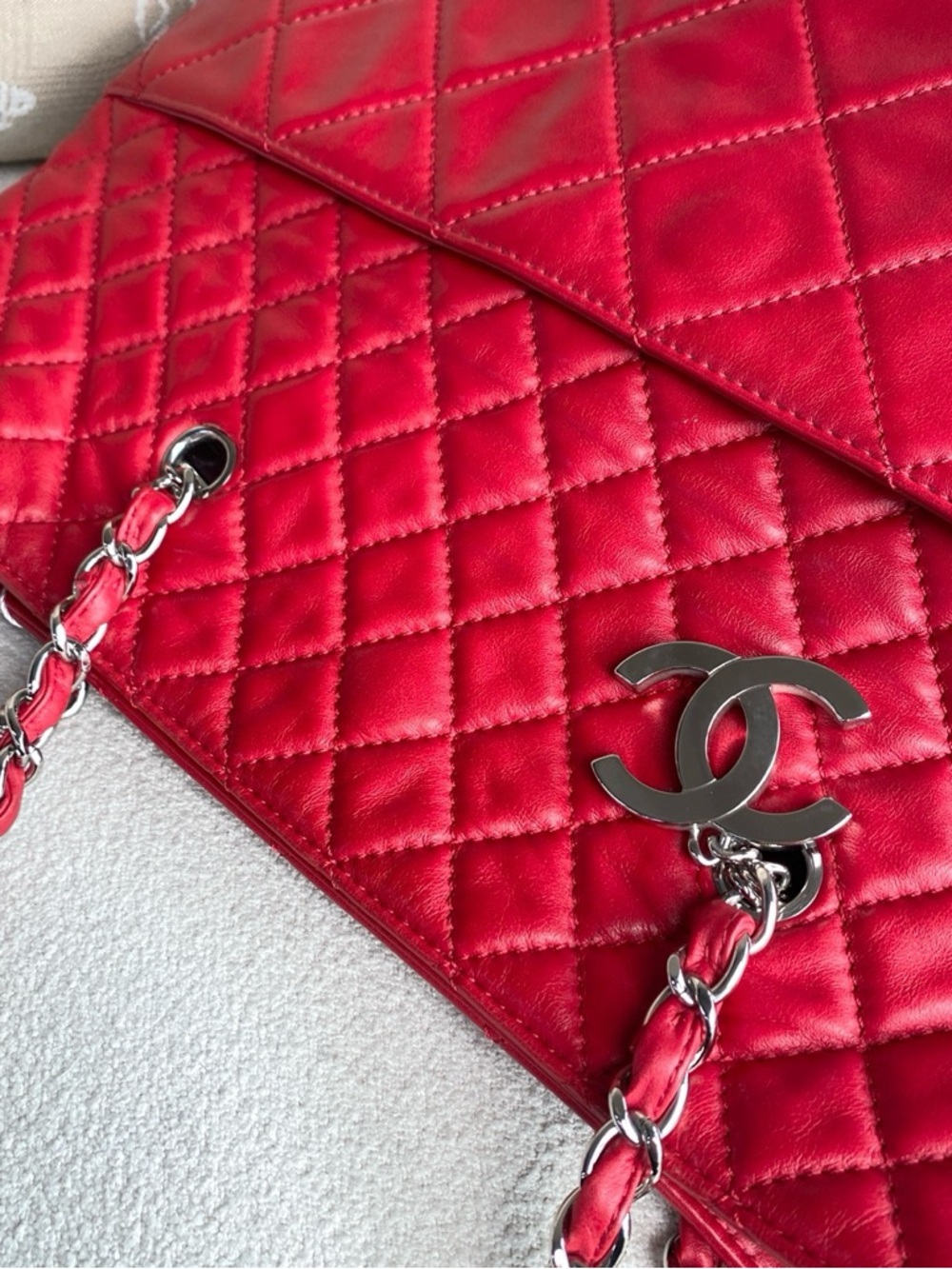 Chanel | Quilted Tote Bag Red Caviar | Excellent Condition - Picture 9 of 9